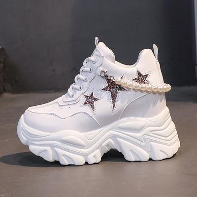 Модные женские осенние кроссовки на высокой платформе и танкетке 2025, кроссовки на массивной подошве с бусинами на шнуровке, роскошные дизайнерские кроссовки, женские спортивные кроссовки Tenis