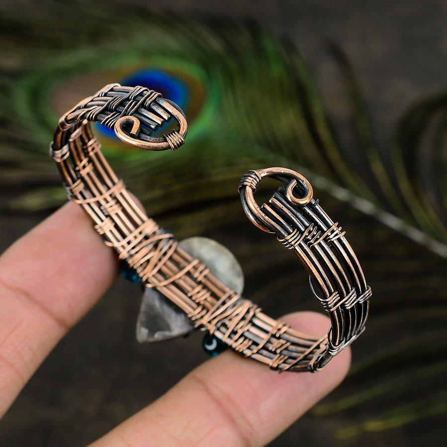 Натуральный русский чароит, драгоценный камень, медная проволока, браслет-манжета, регулируемый z4u97