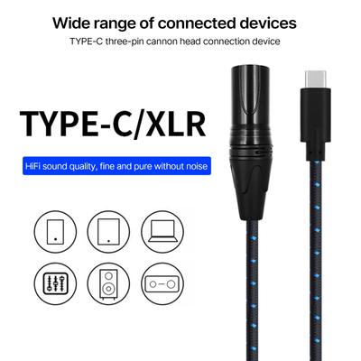 Кабель Type C - XLR, нейлоновый плетеный шнур, надежные соединения, исключительный звук, подходит для смартфонов и планшетов