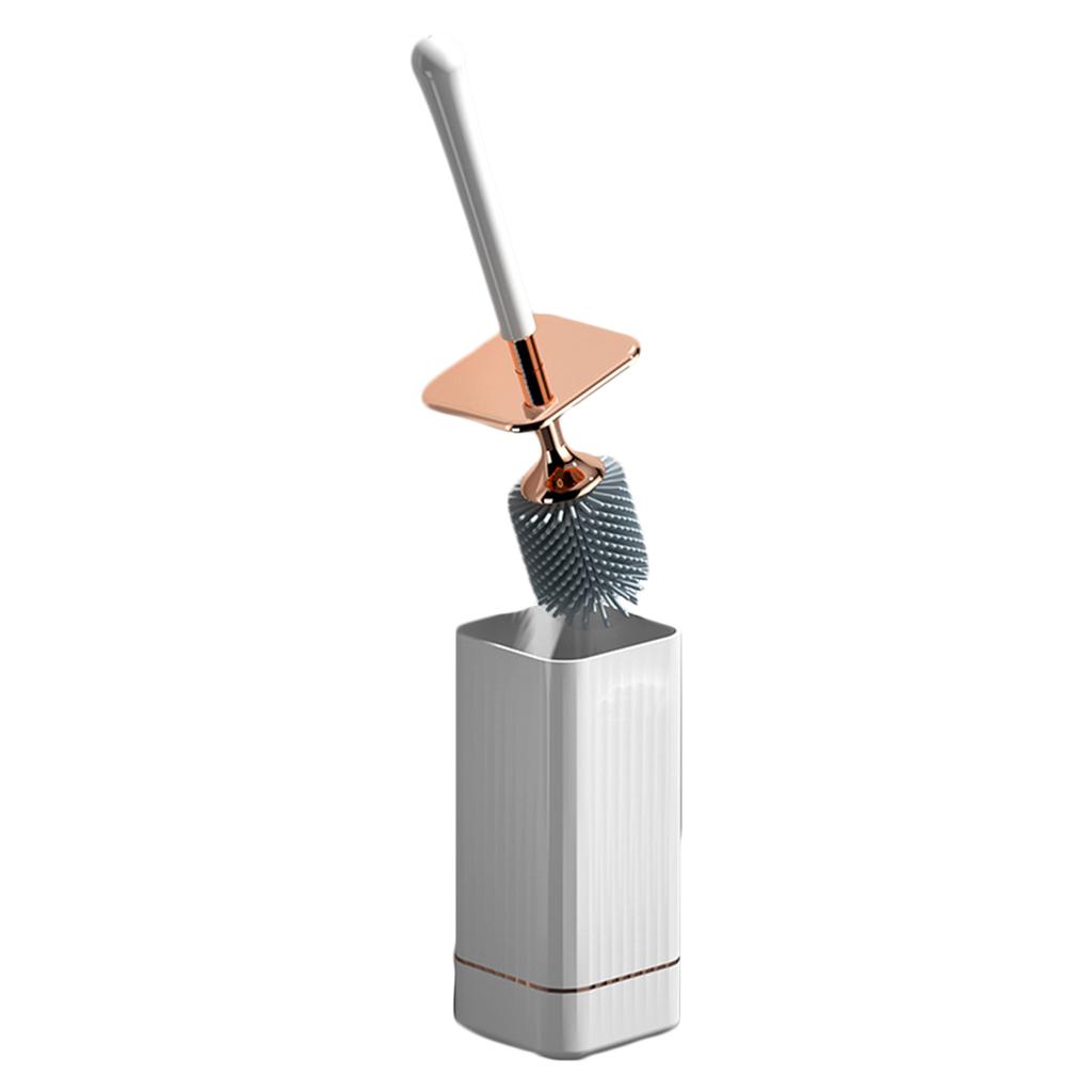 Wall Mounted Toilet Brush and Holder Bathroom Stainless Steel Handle Toilet Bowl Brush Durable Light Luxury Style