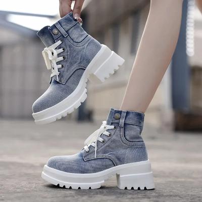 Модная женская обувь 2024 года, новые женские ботинки, удобные износостойкие женские туфли на высоком каблуке, повседневная обувь для женщин Botines Para Mujeres