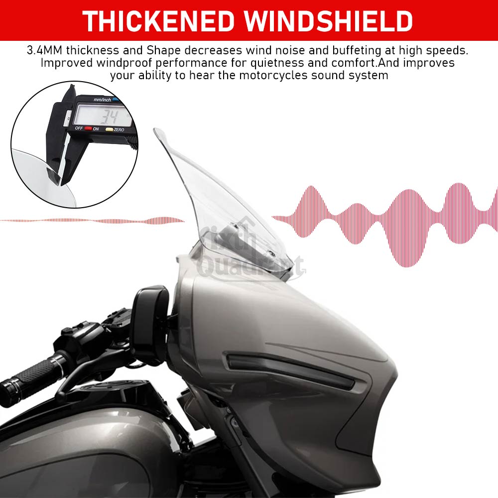 For Harley Street Glide FLHX/I models 2024 -later Motorcycle Accessory Windshield Wind Deflector Cowling Windscreen Smoke 14"