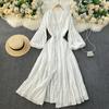 Женское винтажное платье миди с рукавами-фонариками, весенне-осенние праздничные платья-рубашки