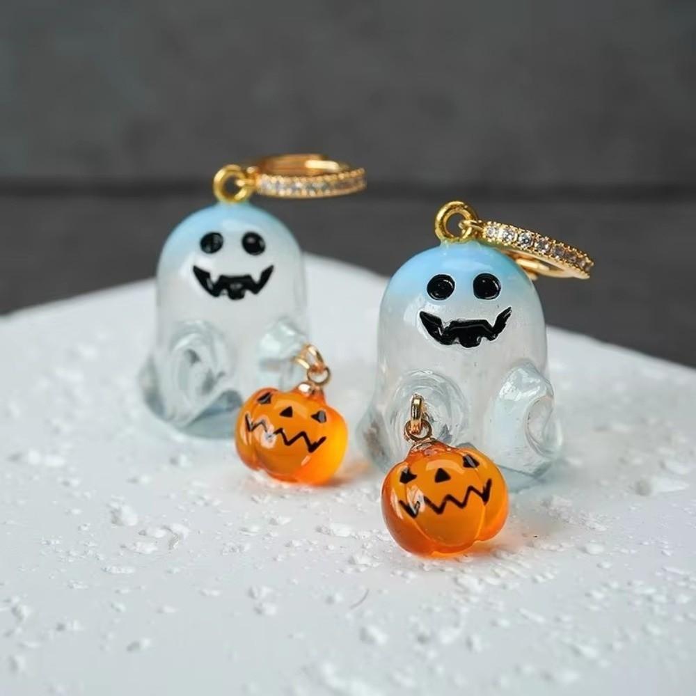 Rhinestone Ghost Ear Studs Resin Pumpkin Dangle Earrings Personality Halloween Earrings Girl
