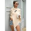 Tassel Cloak Shawl Button Half Open Lapel Solid Color Pullover Women's Sweater