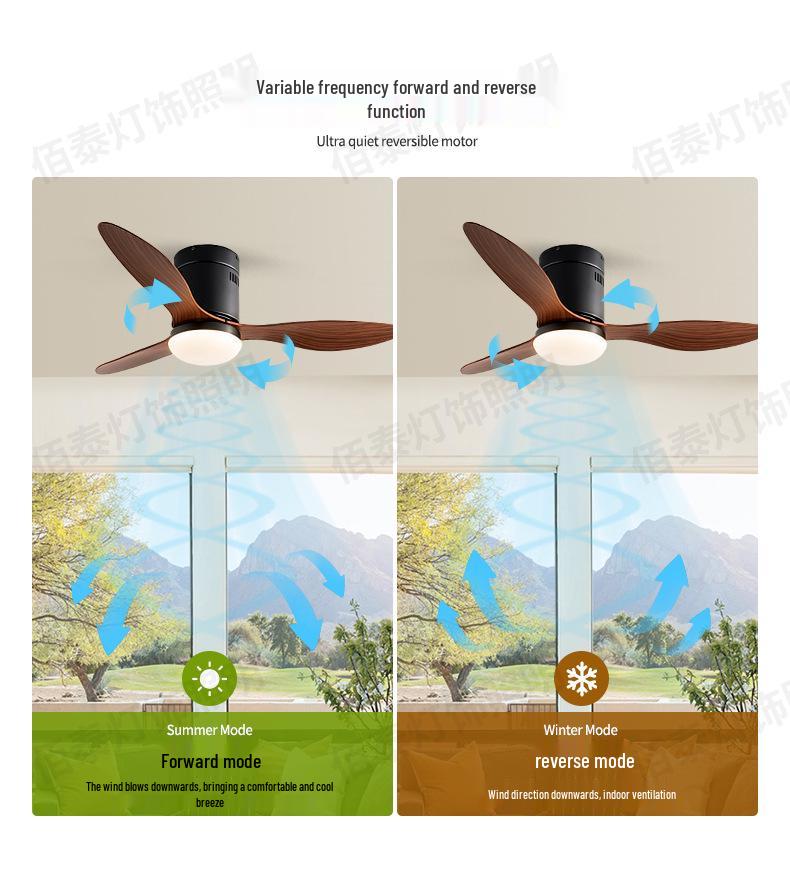 Потолочный вентилятор «Орех» с подсветкой и пультом дистанционного управления, с регулируемой частотой, для гостиной, столовой или спальни, с лопастями из АБС-пластика.