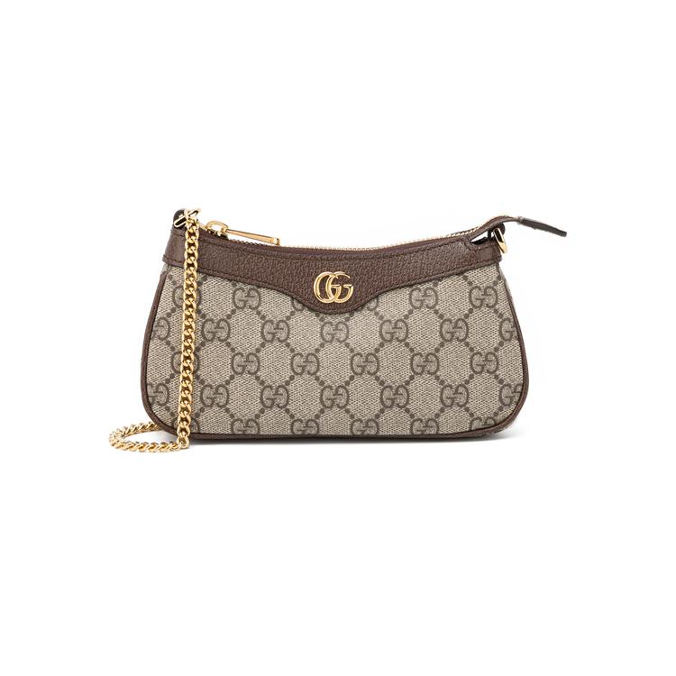 Gucci Сумка для маджонга Ophidia с логотипом Double G, на молнии, из канвы и кожи, женская сумка через плечо, бежевая, эбеновое дерево 764960-K9GSG-8367