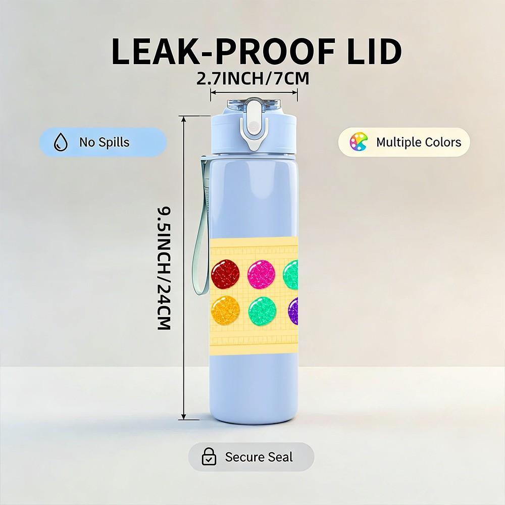 1PC Paint Palette Doodle Kid Art 750ml Color Plastic Sports Water Bottle Leakproof Flip Straw Lid Suitable for Sports Office Home Use