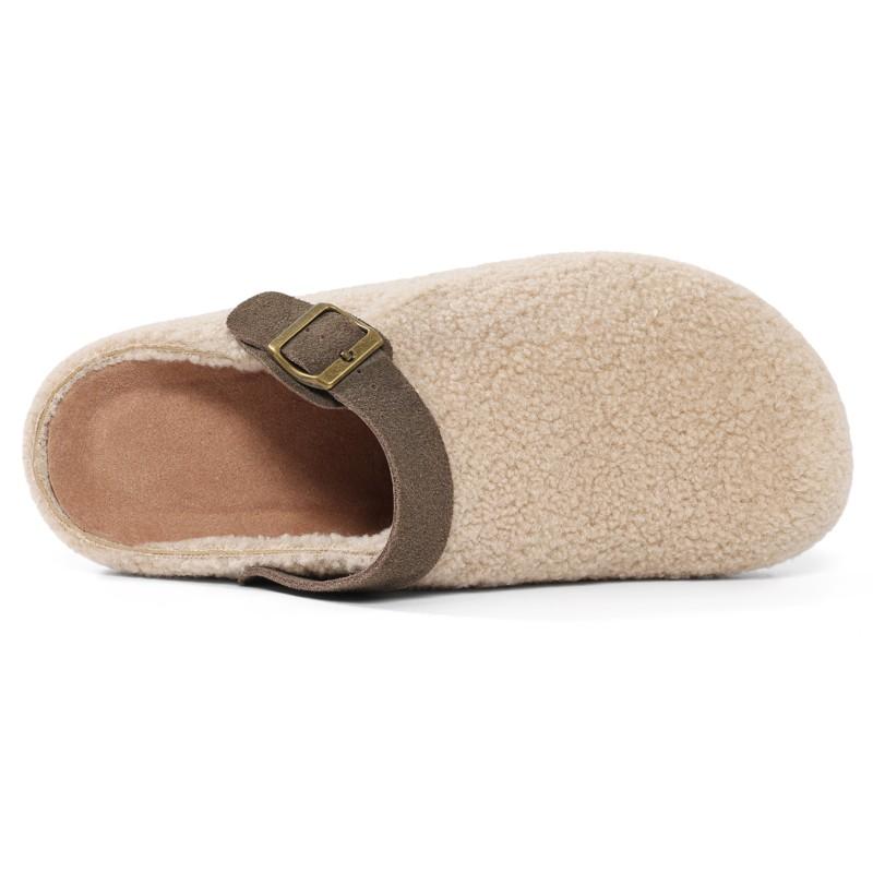 Модные зимние замшевые тапочки Crestar для женщин, модные нескользящие клоги на флисовой подкладке с поддержкой свода стопы, удобные теплые домашние тапочки для леди
