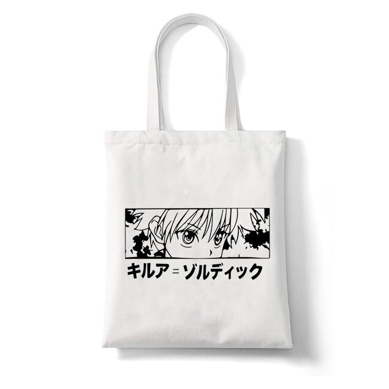 Anime Shopper Bag Hunter X Hunter Killua Zoldyck Shopping Bag Canvas Bag Tote Large Capacity Collapsible Handbags Shoulder Bag