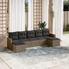 7 Piece Garden Sofa Set with Cushions Gray Poly Rattan
