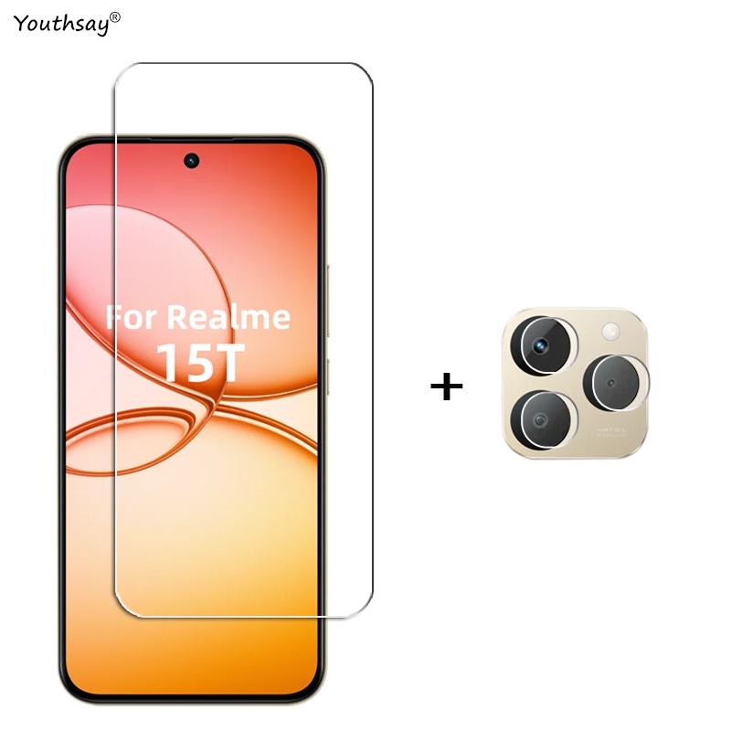6-в-1 Полное клеевое стекло для Realme 15T Закаленное стекло Защитная пленка для экрана Realme 15T Пленка для защиты объектива камеры телефона HD Realme 15T