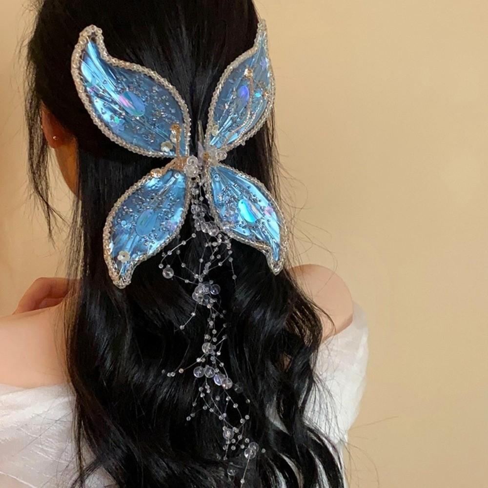 1Pair bead Wedding Bridal Headdress Animal Duckbill Clip Fashion Butterfly Hairpins Party
