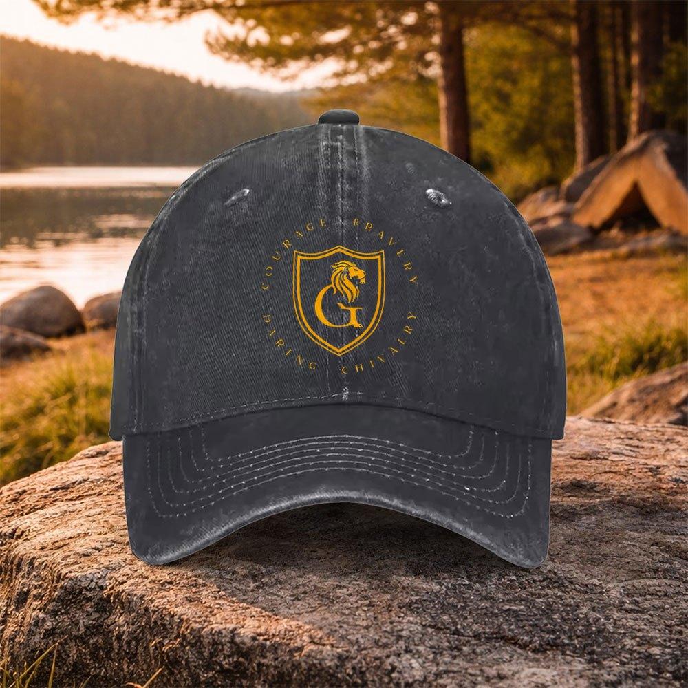pc Casual Versatile Lion Shield Print Washed Baseball Cap Suitable for Golf Casual Wear And Outdoor Activities Unisex Golf