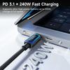 TOOCKI TX109C4 1м PD 240Вт USB-C на USB-C Кабель для передачи данных с кольцевой подсветкой 480 Мбит/с Быстрая передача данных с чипом E-Marker для ноутбука телефона
