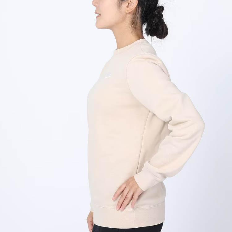Nike Свитшот с круглым вырезом Club Fleece, однотонный, повседневный, с длинным рукавом, женский, цвет Песочно-белый DQ5474-126