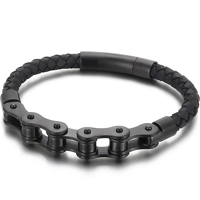 Винтажный браслет-цепочка из матовой нержавеющей стали 6 мм для мужчин и женщин, мужские кожаные браслеты в стиле рок-н-ролл, мужские украшения