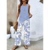 New spot European and American women's clothing hot-selling sleeveless double-layer vest pants set T-shirt