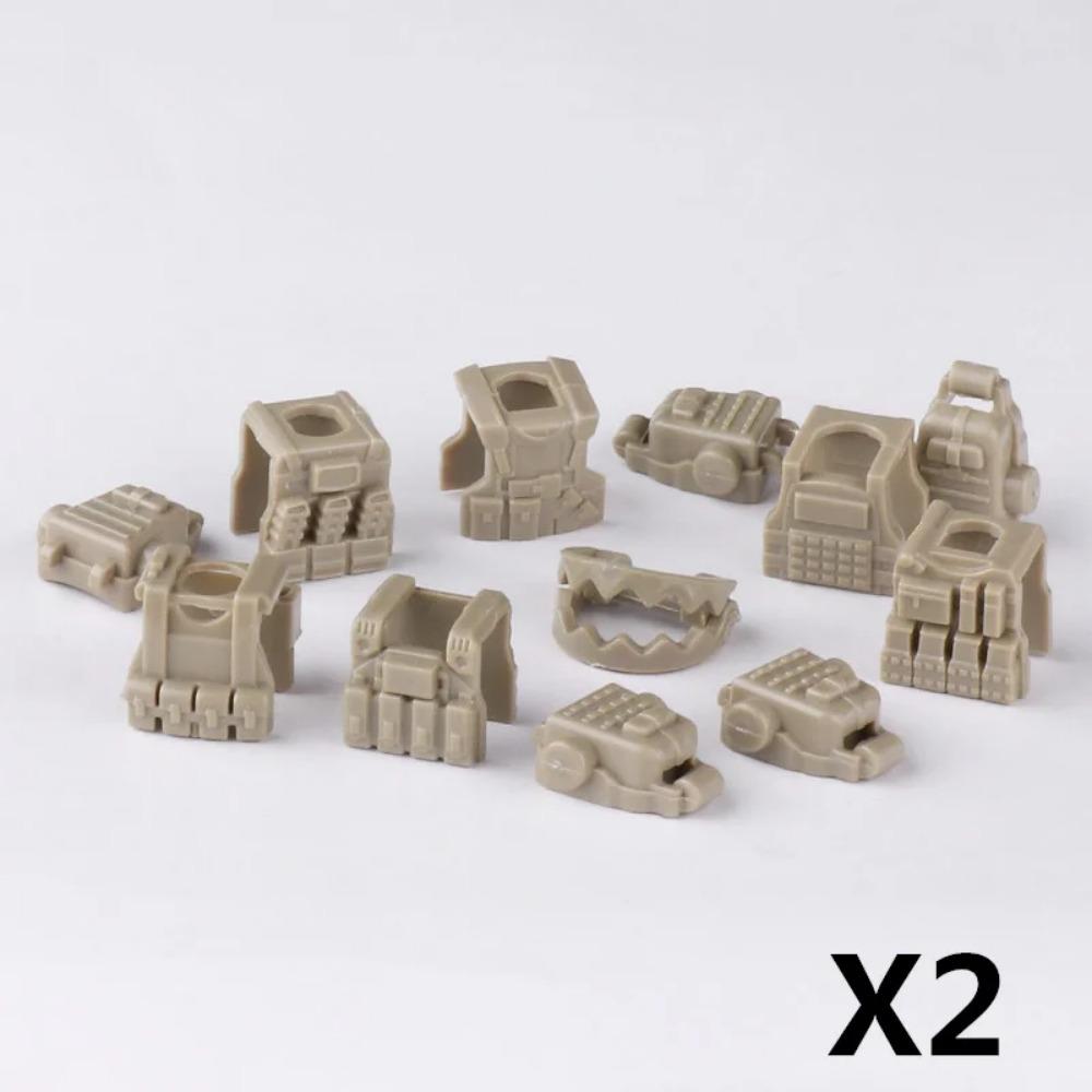 Аксессуары для военных времен Второй мировой войны, фигурка солдата, строительные блоки, Гатлинг, Барьер, Крепость, Рюкзак, Жилет, MOC, Армейские кирпичики, Игрушки для детей J097