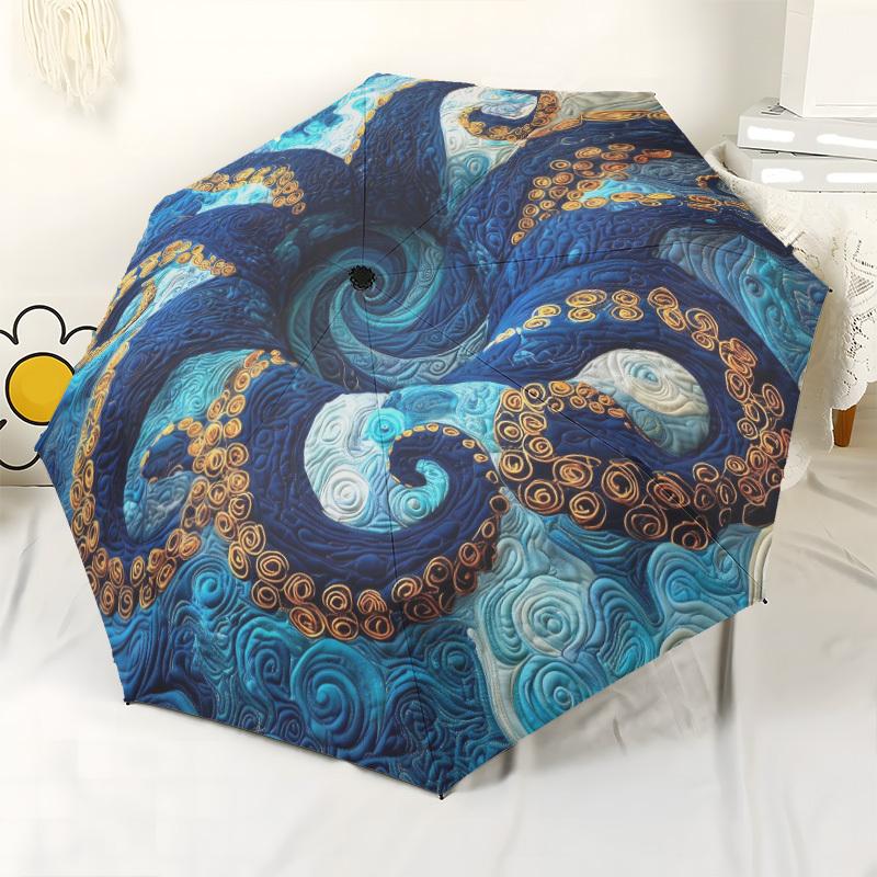 Turtle Mandala Artwork Portable Automatic Umbrella Compact 8Rib Weight Durable Plastic Iron Travel Essential Fashionable Perfect Birthday Christmas