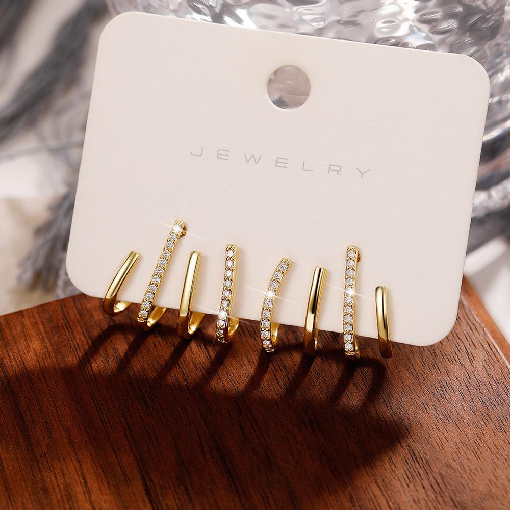 Четыре захвата за ухо, серьги-клипсы для интернет-знаменитостей, с нишевым дизайном, женские, модные серьги-пусеты с четырьмя когтями, тренд