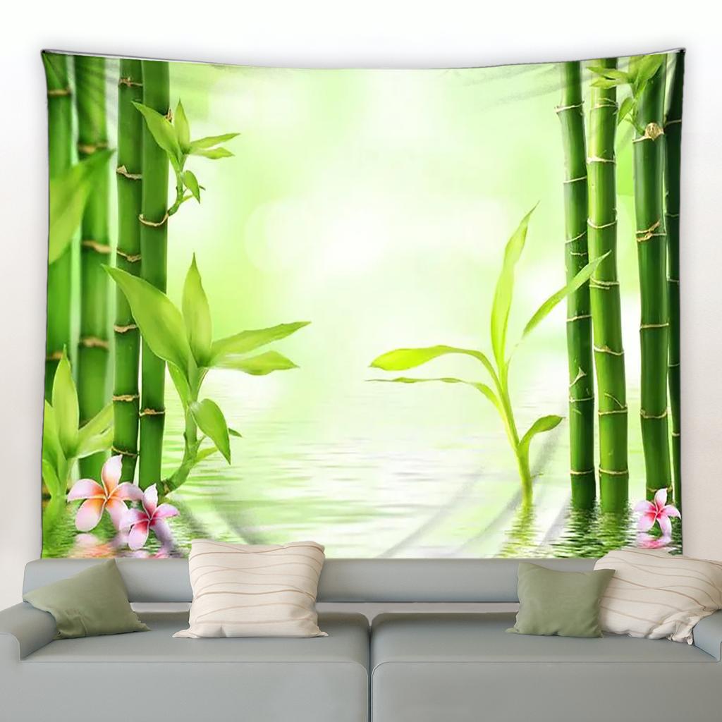 Натуральный цветок карп сад пейзаж настенный декор гостиная спальня спальня спальня гобелен лотос зеленый бамбук дзен
