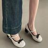 Bow Small Fragrant Style High Heel Mary Jane Shoes Women's 2025 New Spring Pearl Square Head Temperament Thick Heel Single Shoes