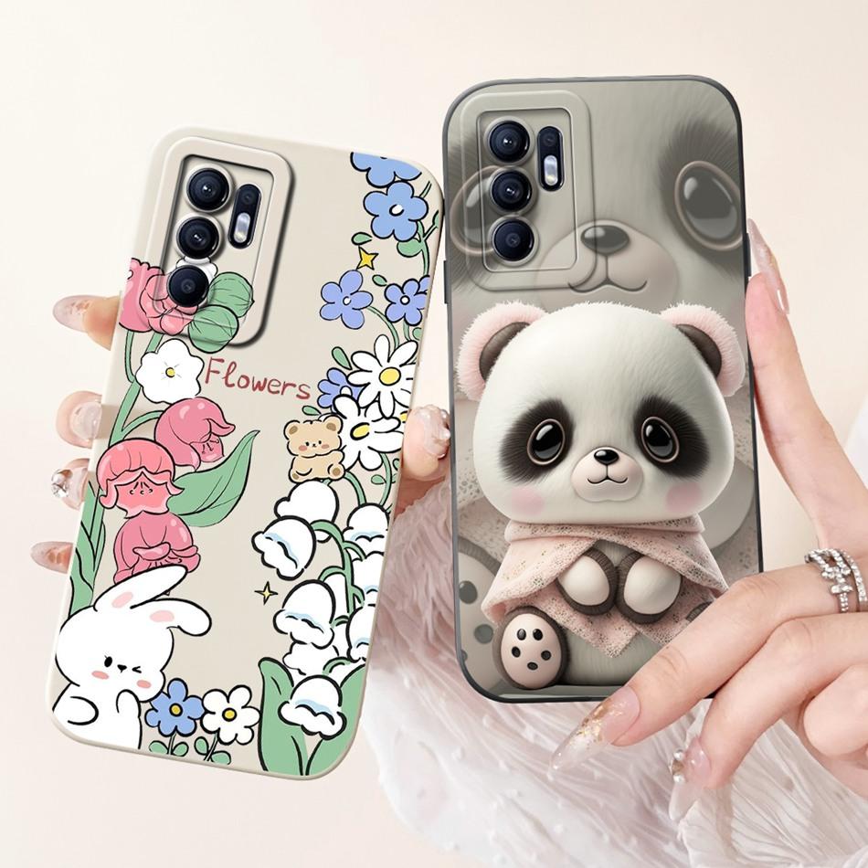 For OPPO Reno6 CPH2235 Elegant Sunflower Tulip Printed Phone Case For Oppo Reno 6 4G Soft Silicone Shockproof Cases