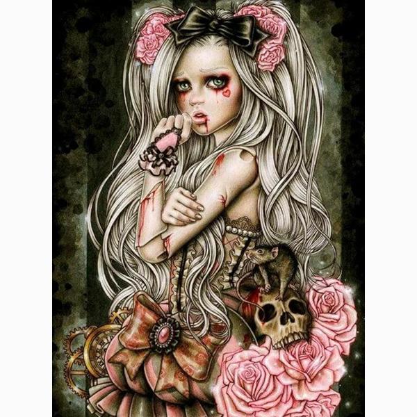 Vampire Gothic Girl Diamond Mosaic 5D DIY Diamond Embroidery Dark Woman Art Cross Stitch Kits Crystal Full Drill Crafts Decor