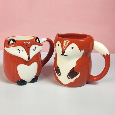 330 мл керамическая чашка для кофе с лисой и крышкой, украшение в виде мультяшного животного, простая кружка для завтрака, чашка для послеобеденного чая с камелией