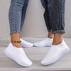 Мода Женская Обувь Вязаные Носки Кроссовки Женские Плоские Черные Повседневные Дышащие Удобные Слипоны Балетки Обувь для Ходьбы для Мужчин Белая