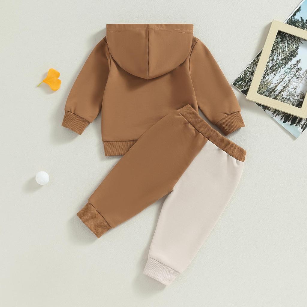 Осенняя одежда для маленьких мальчиков, классический комплект с капюшоном и брюками с длинными рукавами, 6 месяцев, 12 месяцев, 18 месяцев, 24 месяцев, 3 года, комплект одежды для малышей