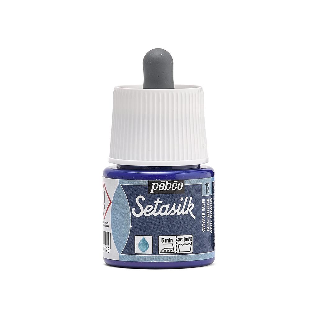 Pebeo Acrylic Paint for Fabric Hand Painting and Sun Dyeing Setasilk 45ml Gitane Blue 12 Water-based