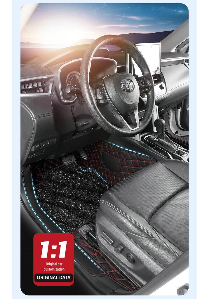 Кожаные коврики в салон с полным бортиком для Toyota RAV4 2021-2025