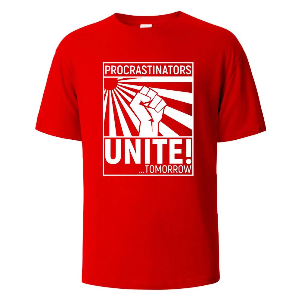 Новая мужская футболка с принтом Procrastinator Streetwear 100% хлопок мужской топ женская летняя дышащая футболка с коротким рукавом и круглым вырезом