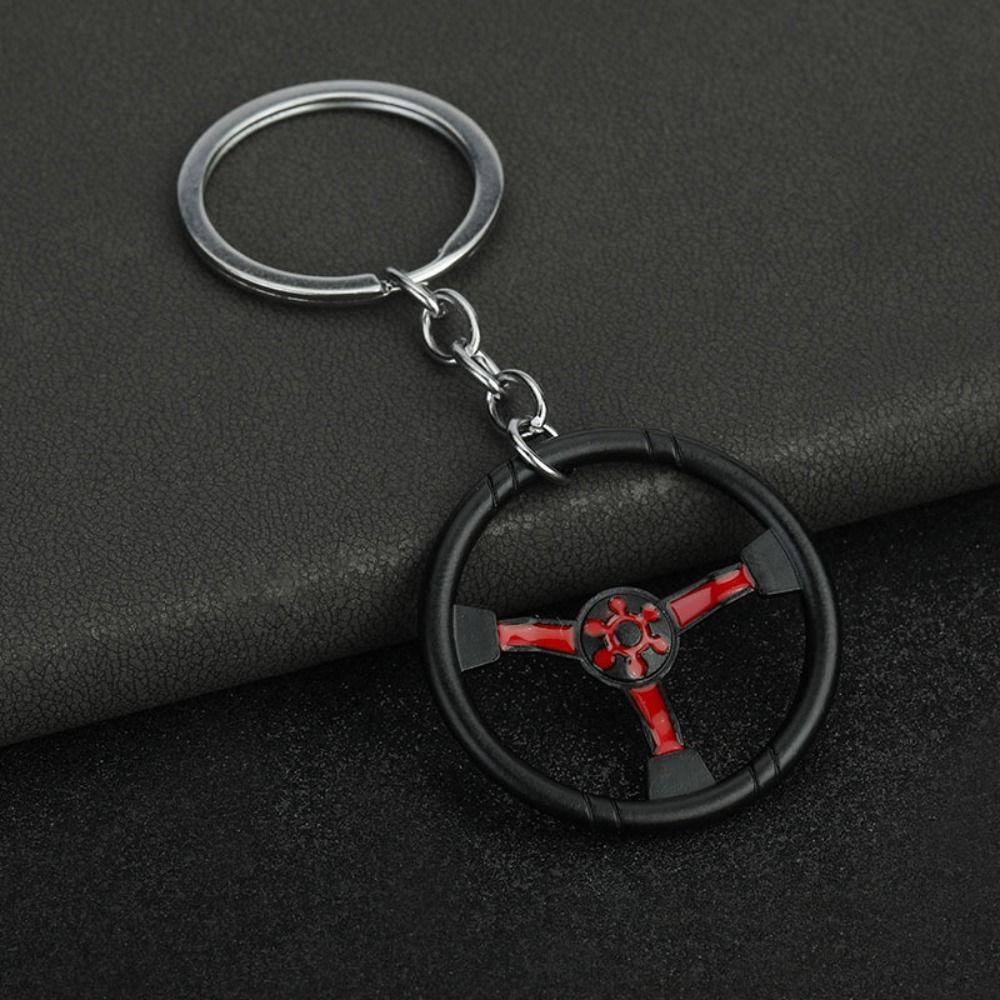 Mini Size Steering Wheel Keychain Metal Material Metal Keyring Bag Pendant For Car Enthusiasts