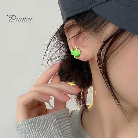 1 пара креативных забавных зажимов для ушей в форме лягушки, милый яркий внешний вид, женские серьги-гвоздики в позе животного, ювелирные изделия, подарок