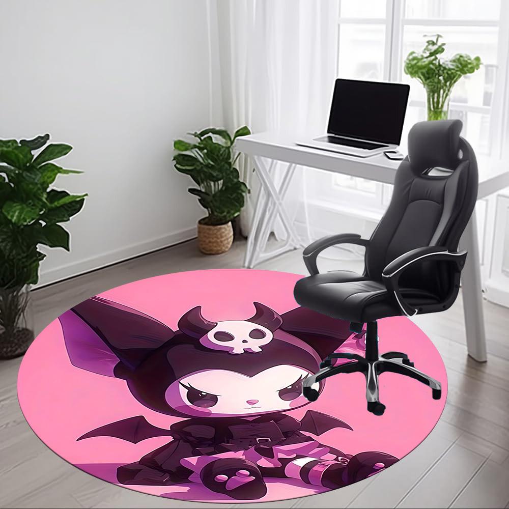 Круглый коврик для офиса Kuromi Sanrio, под офисные стулья, спальня, гостиная, домашний декор a0908197