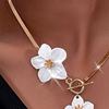 Flower Jewelry Set for Women Flower Pendant Necklace Dangle Earrings Set Floral Accessory for Wedding Dance Party