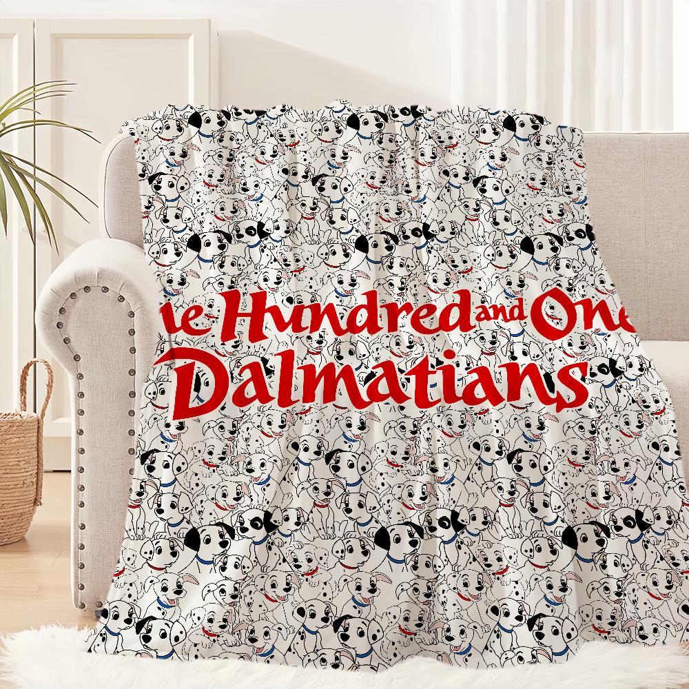 Cartoon Dog 101 D-Dalmatians-s Pattern Blanket Plush Nap Sofa rug for Living Room Office Bedroom Birthday Home Travel Kid Gifts