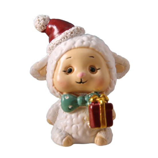 Christmas Miniature Figurines Mini Resin Santa Claus/Snowman/Tree/Bear/Rabbit Figurine 3D Cute Christmas Statue for Home Desk Decor Dollhouse