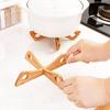 Bamboo Pot Holder Heat-Resistant Cross Trivet for Pans Bowls Hot Dishes Natural Wooden Cooling Rack with Hanging Hole