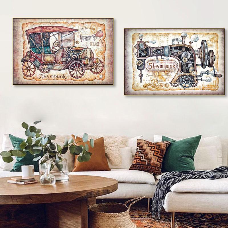 Винтажный граммофон, швейная машинка, холст, картины, классические постеры и принты, настенные картины для гостиной, украшения дома