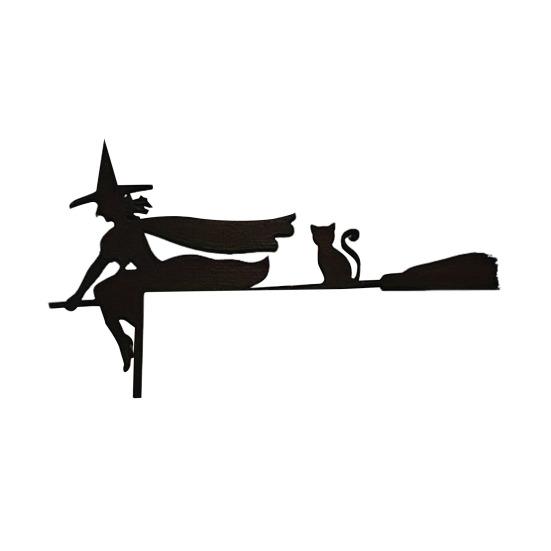 Halloween Door Corner Sign Metal Witch Cat Bat Ghost Spider Web Door Topper Sign Indoor Door Window Frame Decoration