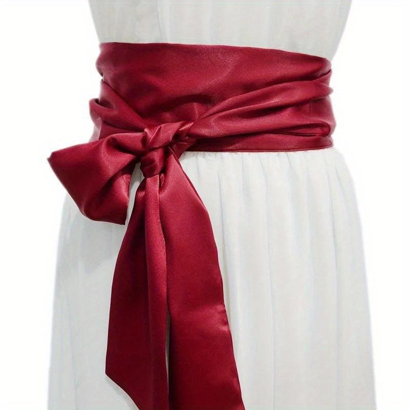 Ladies' Belts Are Decorated with Burgundy Black Silk Wide Waist Seal and Long Ice Silk Lace Soft Accessories Belt