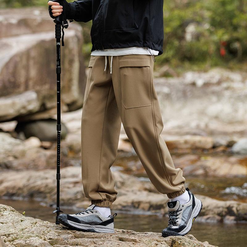 Брюки для мужской осени и зимы, новый стиль для мужчин и женщин, для улицы, с плюшевой подкладкой, утолщенные, теплые, рабочая одежда, повседневные функциональные спортивные брюки