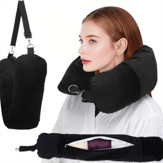 Набивная дорожная подушка, упаковываемая, наполняемая одеждой, сумка для хранения, портативная мягкая бархатная наволочка, дорожные принадлежности для самолета