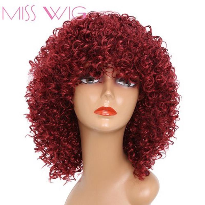 Missqueen Long Red Black Afro Wig Kinky Curly Wig для женщин синтетические парики