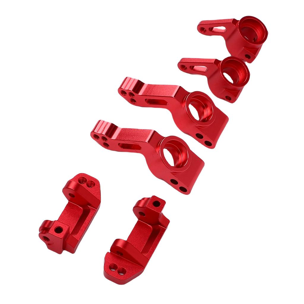 RC Car Front Steering Blocks Caster Blocks and Rear Stub Axle Carriers Kit Replacement for Traxxas Slash 2WD RC Car Red