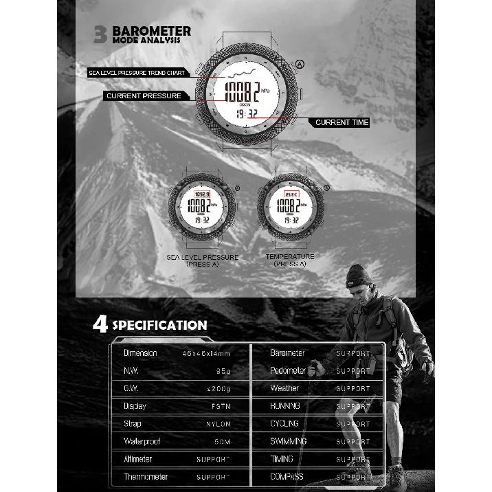 NORTH EDGE APACHE-46 Мужские цифровые часы для спорта на открытом воздухе, бега, плавания, спортивные часы на открытом воздухе, альтиметр, барометр, компас WR50M